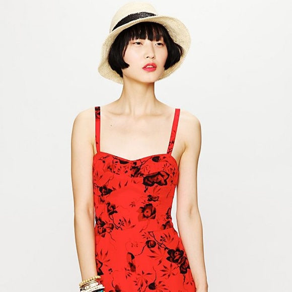 Free People Pants - Free People Red Floral Romper, Size 2